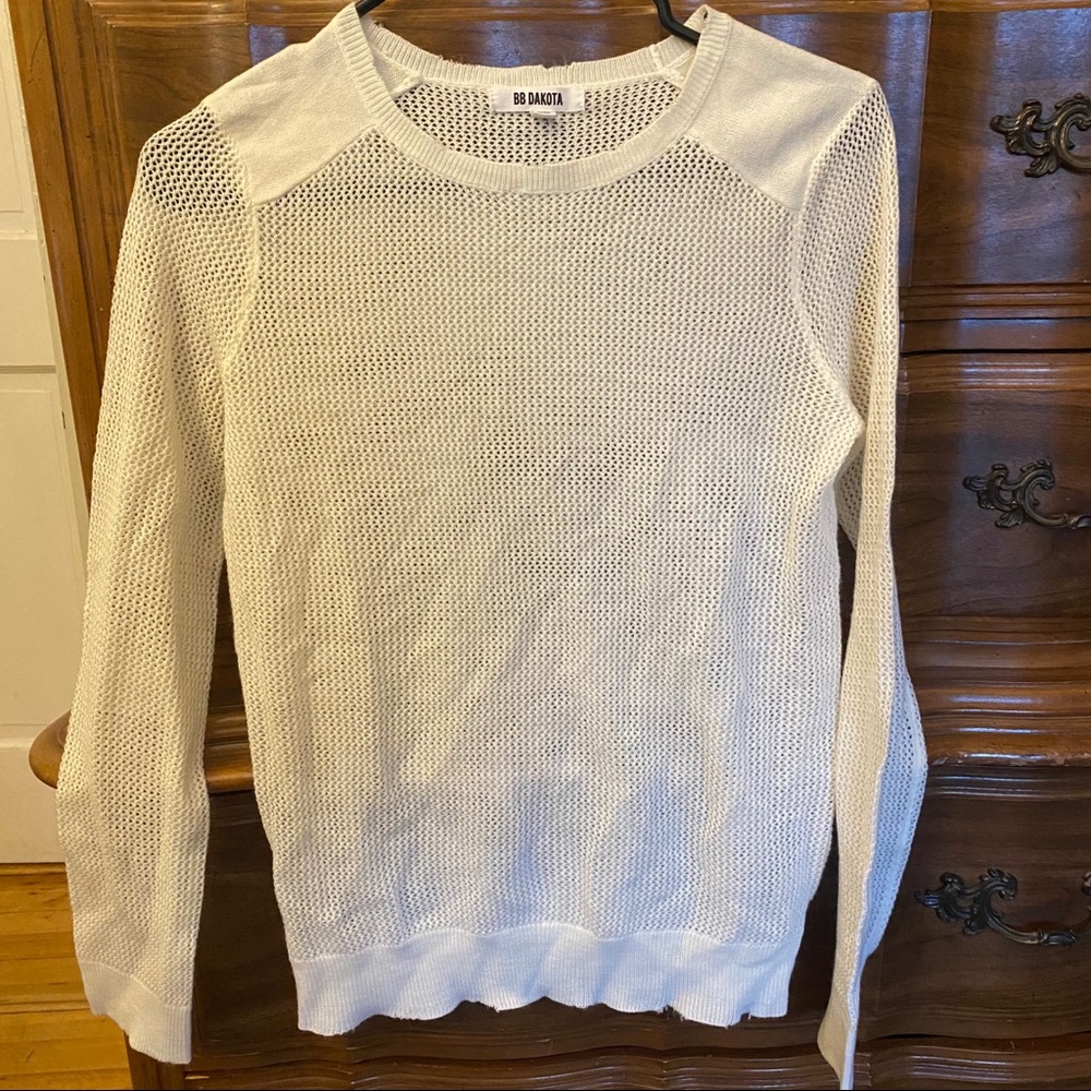 Urban Outfitters White Mesh Knit Sweater